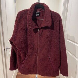 The North Face Women’s XL Burgundy Sherpa Fleece Full Zip Jacket Pockets Cozy